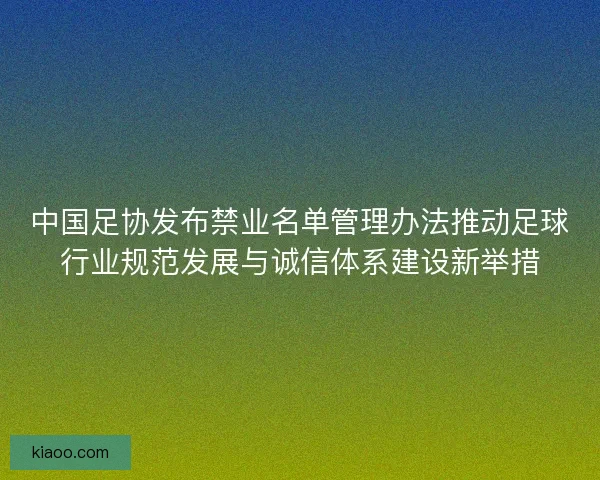 中国足协发布禁业名单管理办法推动足球行业规范发展与诚信体系建设新举措